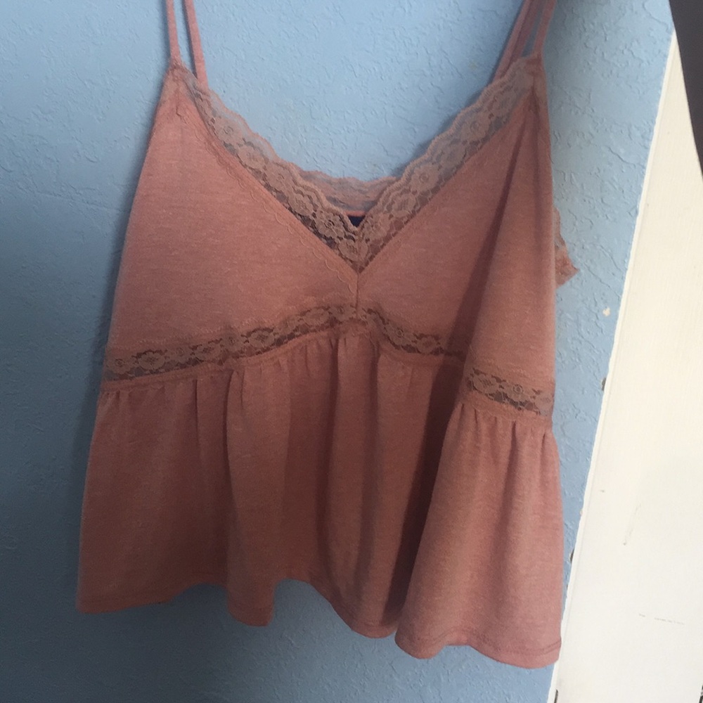 Crop top pink lace tank top